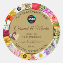 Farbenfrohe, blumenbeige Produktetiketten mit dem 