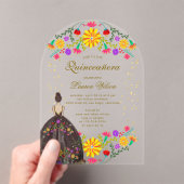 Farbenfrohe Blumenbekleidung Quinceanera Einladung (Insitu (Handheld))