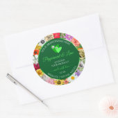Farbenfrohe Blumenbezeichnungen Niedliche Herzen Runder Aufkleber (Umschlag)