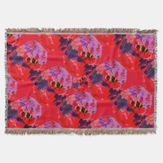 Farbenfrohe Blumenbienen Lila Decke (Vorderseite)