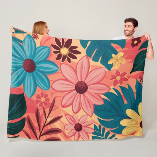 Farbenfrohe Blumenblicke auf warmen Tones im Hinte Fleecedecke (Beispiel)