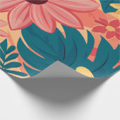 Farbenfrohe Blumenblicke auf warmen Tones im Hinte Geschenkpapier (Ecke)