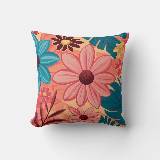 Farbenfrohe Blumenblicke auf warmen Tones im Hinte Kissen (Vorderseite)