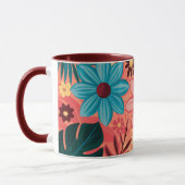 Farbenfrohe Blumenblicke auf warmen Tones im Hinte Tasse (Links)