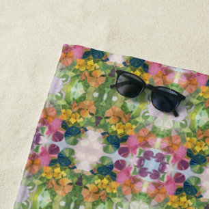 Farbenfrohe Blumenblüten Wasserfarben Muster Maler Strandtuch
