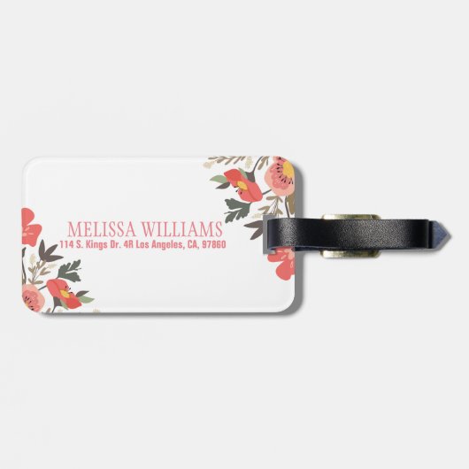 Farbenfrohe BlumenBouquet Gepäckanhänger (Rückseite horizontal)