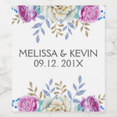 Farbenfrohe BlumenBouquet Hochzeitstagsgestaltung Weinetikett (Einzelnes Label)