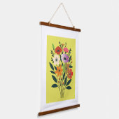 Farbenfrohe Blumenbouquet-Illustration | Modernes Wandteppich Mit Holzrahmen (Gewinkelt)