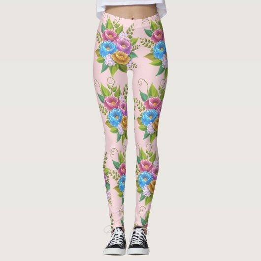 Farbenfrohe BlumenBouquet Leggings - Lebhafte Bota (Vorderseite)