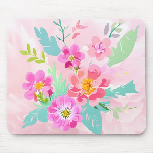 Farbenfrohe BlumenBouquet Mousepad (Vorne)