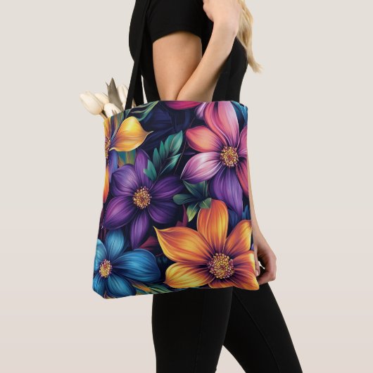 Farbenfrohe BlumenBouquet Tasche (Von Nahem)