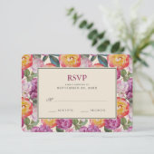 Farbenfrohe Blumenbrauerei Bouquet - Hochzeitsfeie RSVP Karte (Stehend Vorderseite)