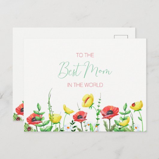 Farbenfrohe Blumenbrille Moderne Typografie Beste Postkarte (Vorne/Hinten)