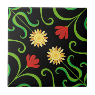Farbenfrohe Blumendach Sonnenblumenmuster Niedlich Fliese