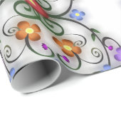 Farbenfrohe Blumendekorationen Geschenkpapier (Rolleneckpunkt)