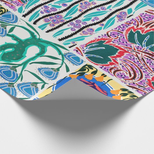 Farbenfrohe Blumendesign Jugendstil-Verpackungspap Geschenkpapier (Ecke)