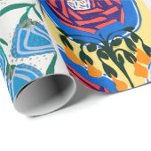 Farbenfrohe Blumendesign Jugendstil-Verpackungspap Geschenkpapier (Rolleneckpunkt)