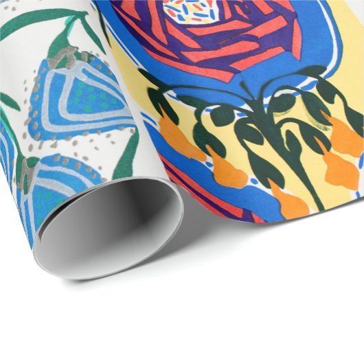 Farbenfrohe Blumendesign Jugendstil-Verpackungspap Geschenkpapier (Rolleneckpunkt)