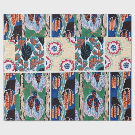 Farbenfrohe Blumendesign Jugendstil-Verpackungspap Geschenkpapier (Flach)