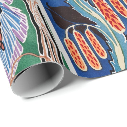 Farbenfrohe Blumendesign Jugendstil-Verpackungspap Geschenkpapier (Rolleneckpunkt)