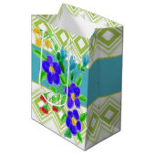 Farbenfrohe Blumendesigner Mittlere Geschenktüte (Vorderseite Schrägansicht)