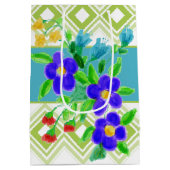 Farbenfrohe Blumendesigner Mittlere Geschenktüte (Rückseite)