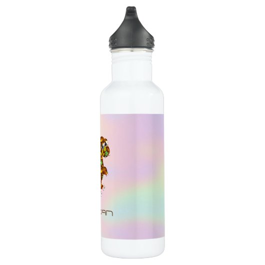 Farbenfrohe Blumendinosaurier Edelstahlflasche (Rechts)