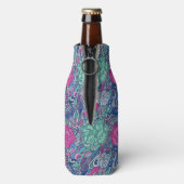 Farbenfrohe Blumendoodle Flaschenkühler (Flasche Rückseite)