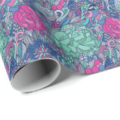 Farbenfrohe Blumendoodle Geschenkpapier (Rolleneckpunkt)