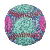 Farbenfrohe Blumendoodle-Muster Baseball (Vorderseite)