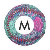 Farbenfrohe Blumendoodle-Muster Baseball (Vorderseite Links)
