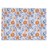 Farbenfrohe Blumendrucke - orange große Geschenktü Geschenktüte (Rückseite)