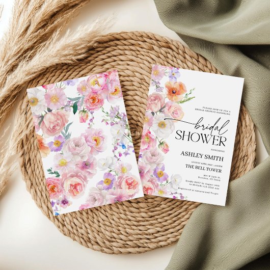 Farbenfrohe Blumendusche Einladung