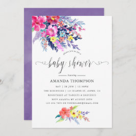 Farbenfrohe Blumendusche Einladung