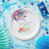 Farbenfrohe Blumendusche Pappteller (Party)