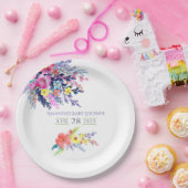 Farbenfrohe Blumendusche Pappteller (Party)