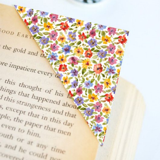Farbenfrohe Blumenecke Origami Corner Lesezeichen