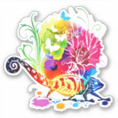 Farbenfrohe Blumeneidechse Aufkleber (Vorderseite)