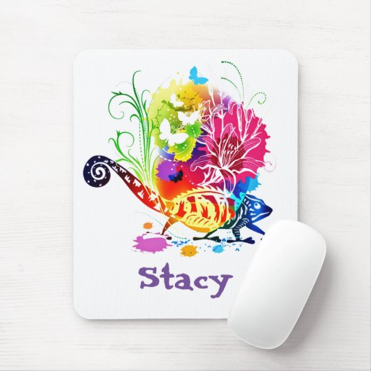 Farbenfrohe Blumeneidechse Mousepad (Mit Mouse)