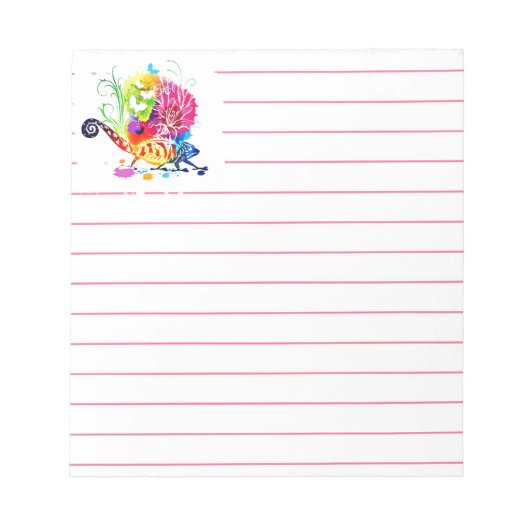 Farbenfrohe Blumeneidechse Notizblock (Vorderseite)