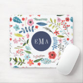 Farbenfrohe Blumenelemente Aquarelle Illustration Mousepad (Mit Mouse)