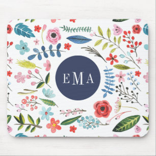 Farbenfrohe Blumenelemente Aquarelle Illustration Mousepad