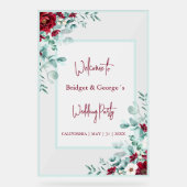 Farbenfrohe Blumeneukalyptus Mattierte Hochzeit Be Acrylschild (Vorderseite)