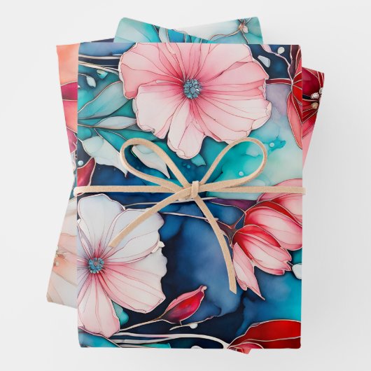 Farbenfrohe Blumenfarbenhandtafel-Papiertücher Geschenkpapier Set (Beispiel)