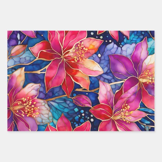 Farbenfrohe Blumenfarbenhandtafel-Papiertücher Geschenkpapier Set (Vorderseite 2)