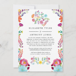 Farbenfrohe Blumenfiesta Hochzeitsgäste Ankündigung