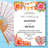 farbenfrohe Blumenfiesta mexikanische Hochzeit Einladung