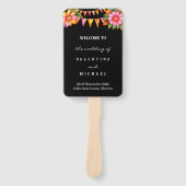 Farbenfrohe Blumenfiesta mexikanisches Hochzeitspr Fächer (Vorderseite)