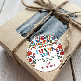 Farbenfrohe Blumenfiesta Stickerei Blume Vielen Da Runder Aufkleber