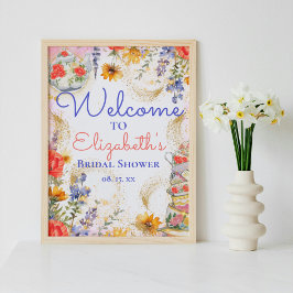 Farbenfrohe Blumengarten Bridal Party Herzlich wil Poster